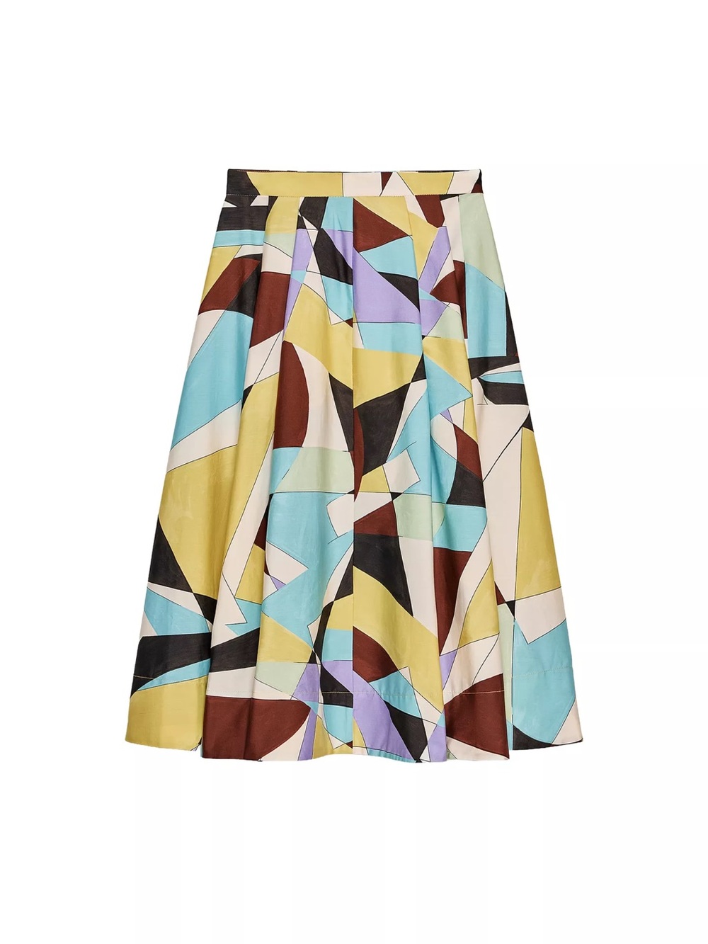 Geometric Print A-Line Skirt in Multicolor